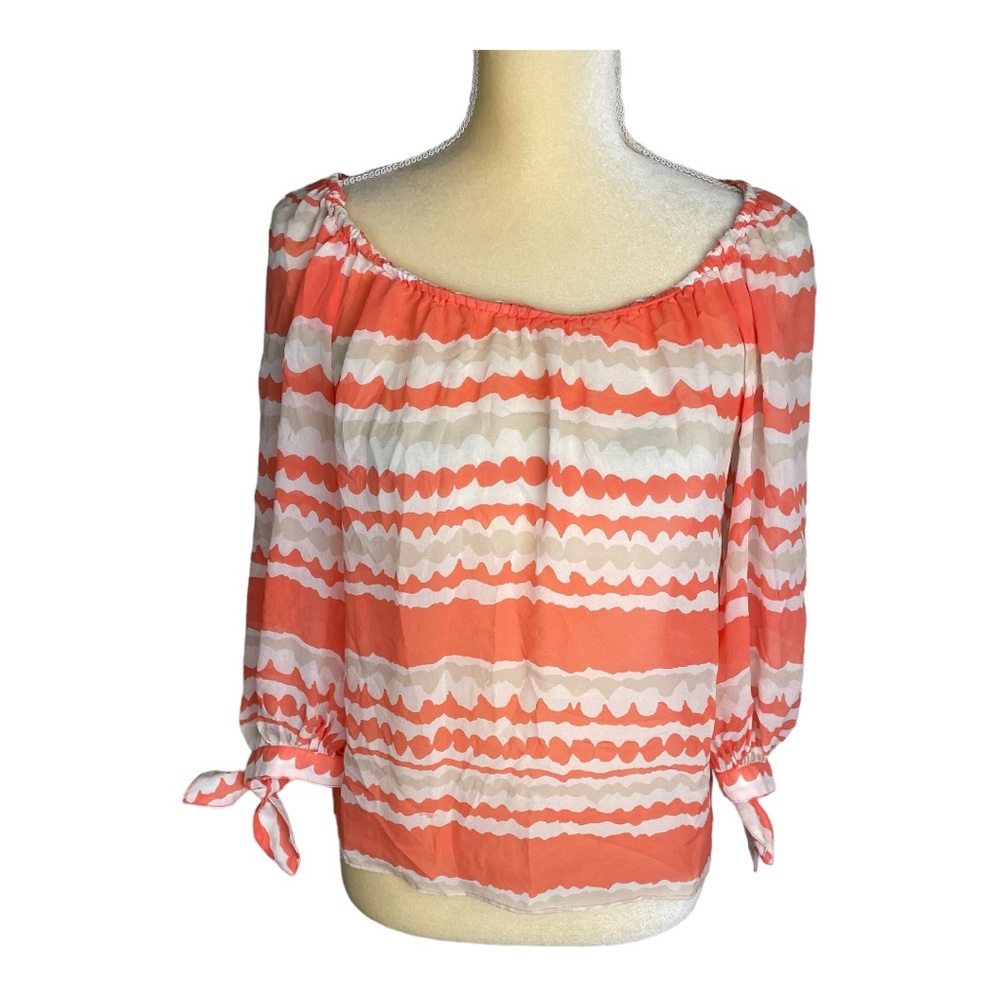 Trina Turk off-shoulder Blouse Orange‎ Cream Size Small